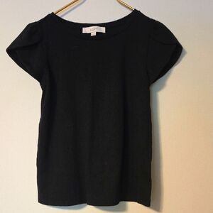 LOFT Black Fitted Cap Sleeve T-Shirt